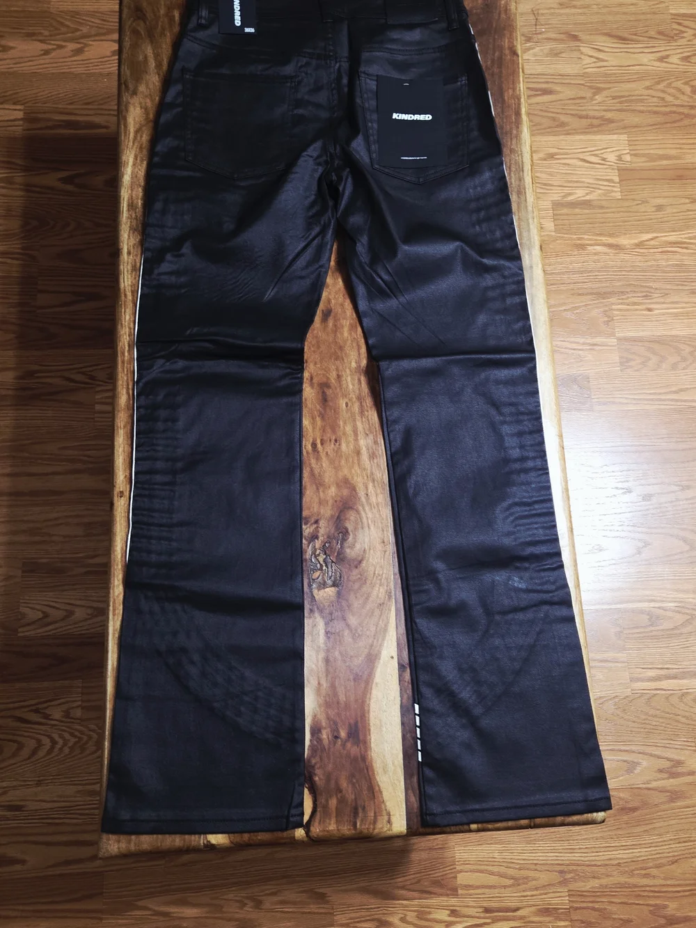 Kindred Men's Rhinestoned Relaxed Fit Black Jeans with White Panels. Size 36x36